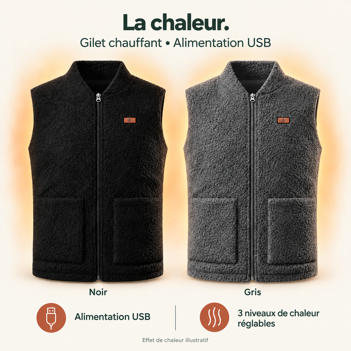 Gilet Chauffant Polaire Homme – Sans Manches, 3 Niveaux de Chaleur, USB | Aguavena