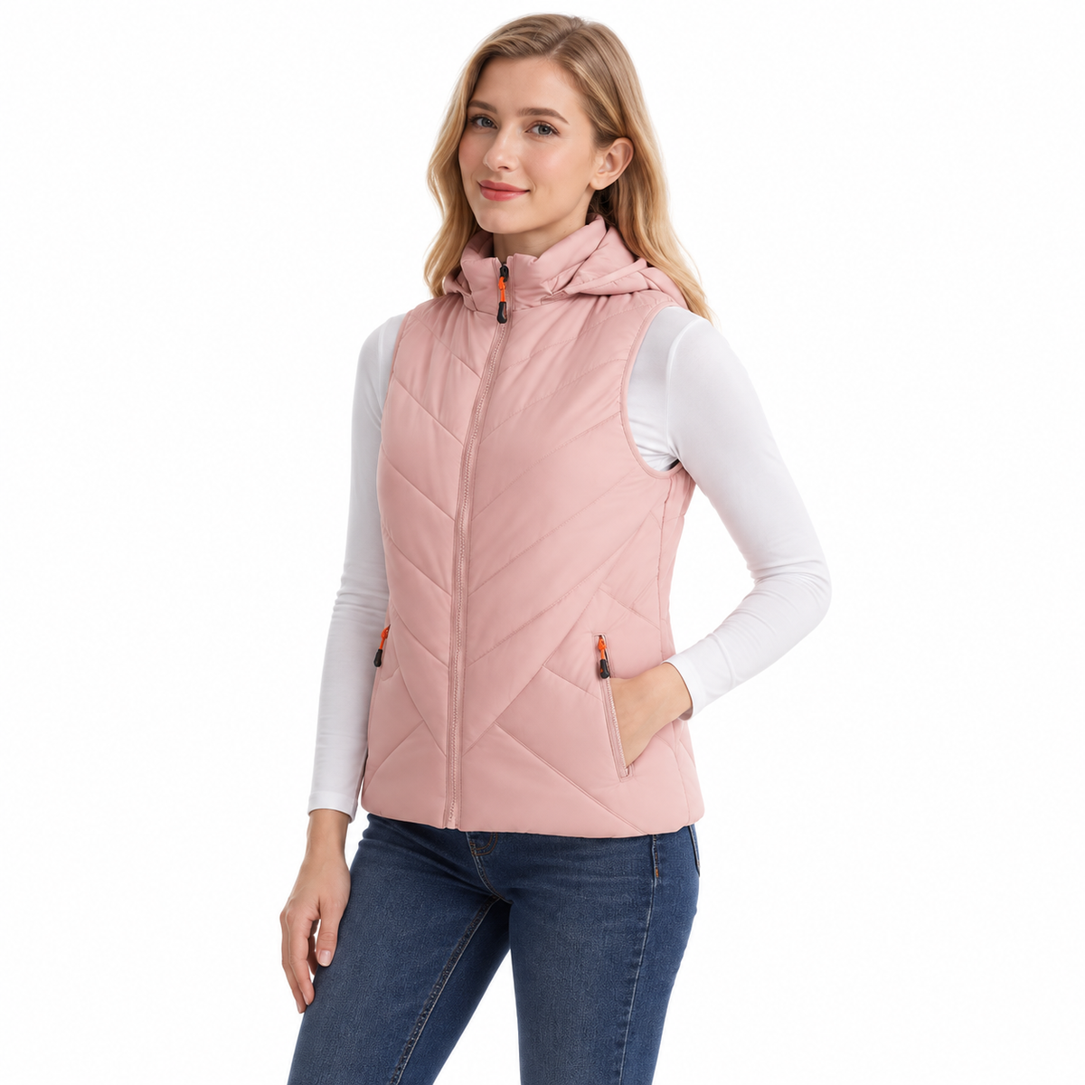 Gilet Chauffant Femme à Capuche – 11 Zones de Chauffe USB | Aguavena