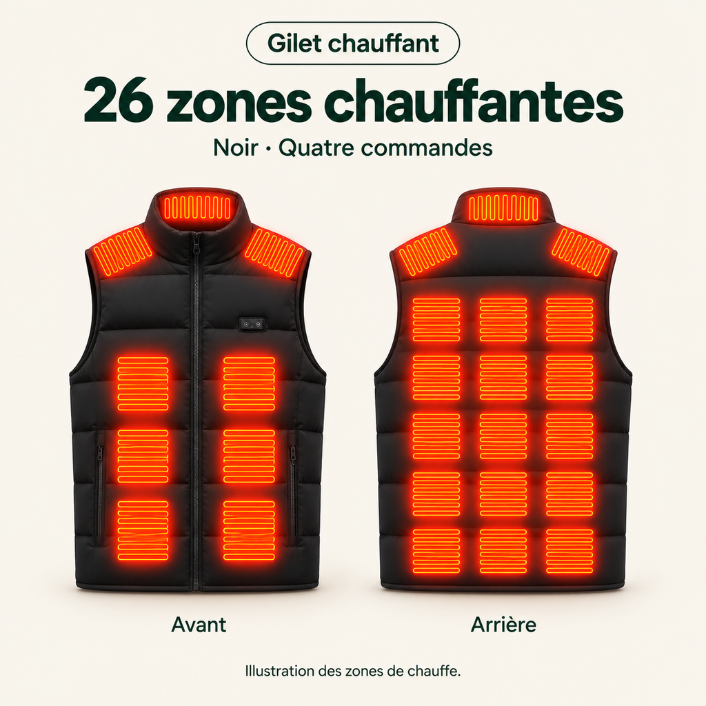 Gilet Chauffant Électrique Homme et Femme – Veste Sans Manches USB, 3 Niveaux de Chaleur | Aguavena