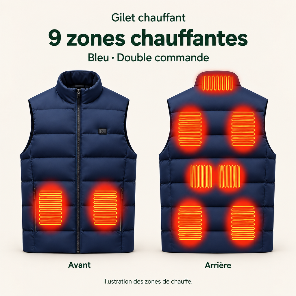 Gilet Chauffant Électrique Homme et Femme – Veste Sans Manches USB, 3 Niveaux de Chaleur | Aguavena