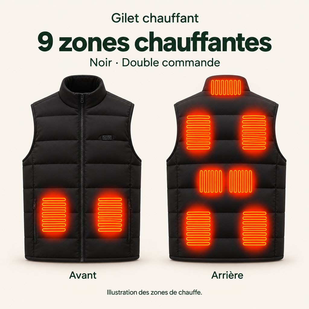 Gilet Chauffant Électrique Homme et Femme – Veste Sans Manches USB, 3 Niveaux de Chaleur | Aguavena