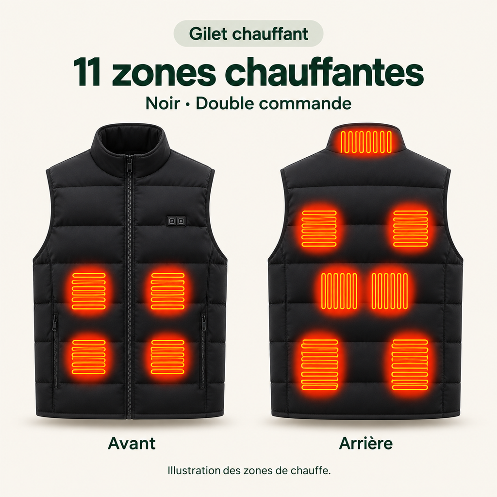 Gilet Chauffant Électrique Homme et Femme – Veste Sans Manches USB, 3 Niveaux de Chaleur | Aguavena