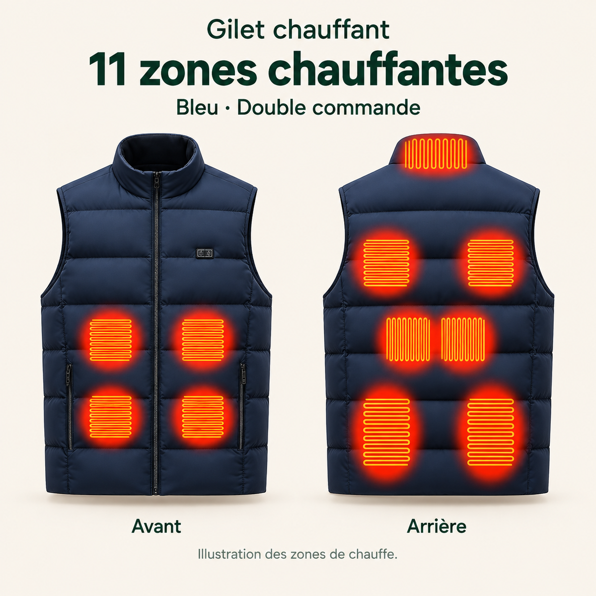 Gilet Chauffant Électrique Homme et Femme – Veste Sans Manches USB, 3 Niveaux de Chaleur | Aguavena