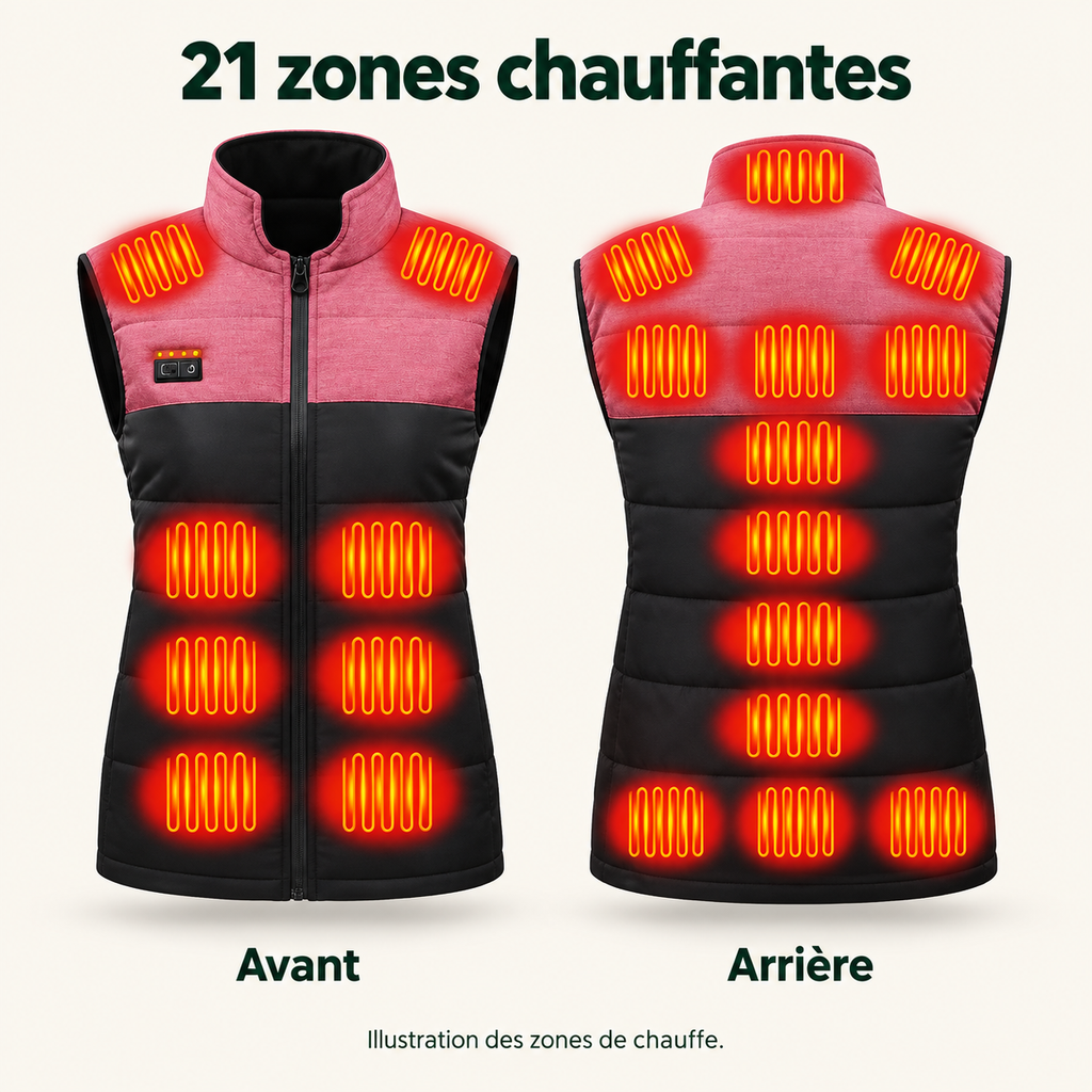 Gilet Chauffant Électrique Homme et Femme – 15 ou 21 Zones, Veste Sans Manches USB | Aguavena