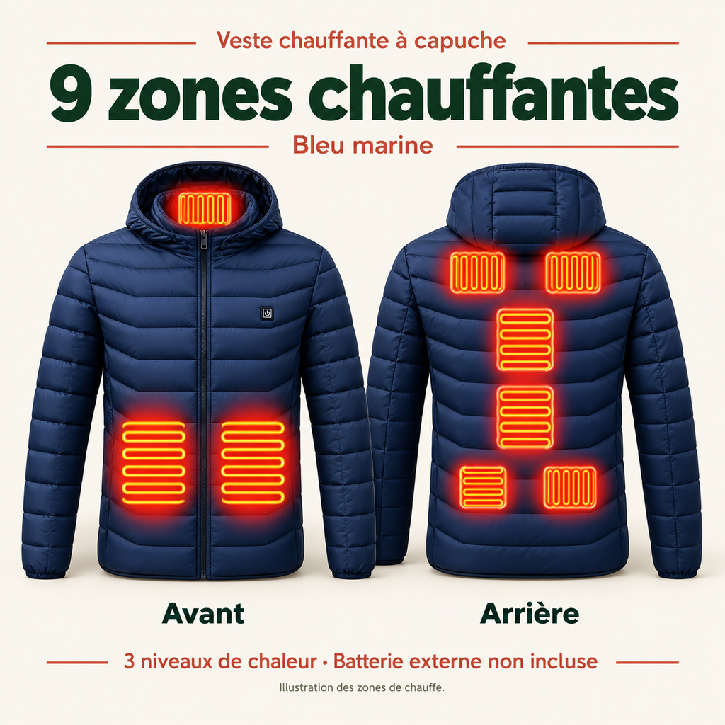 Veste Chauffante Homme et Femme USB – Doudoune d’Hiver à 9 ou 21 Zones | Aguavena
