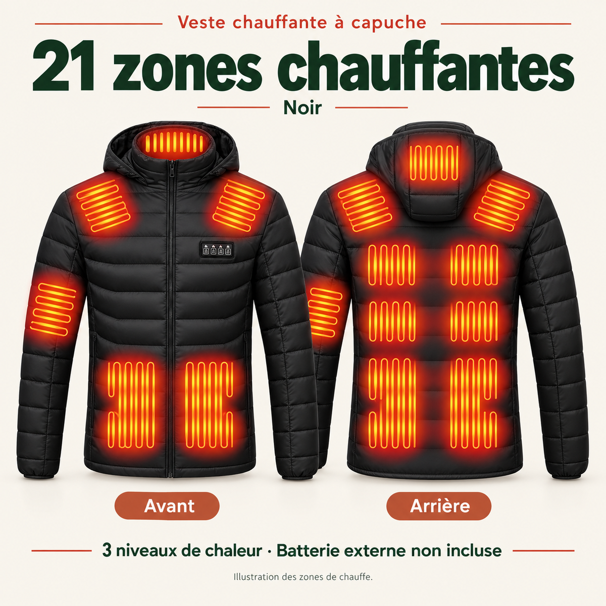 Veste Chauffante Homme et Femme USB – Doudoune d’Hiver à 9 ou 21 Zones | Aguavena