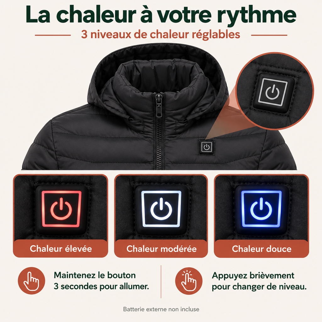 Veste Chauffante Homme et Femme USB – Doudoune d’Hiver à 9 ou 21 Zones | Aguavena