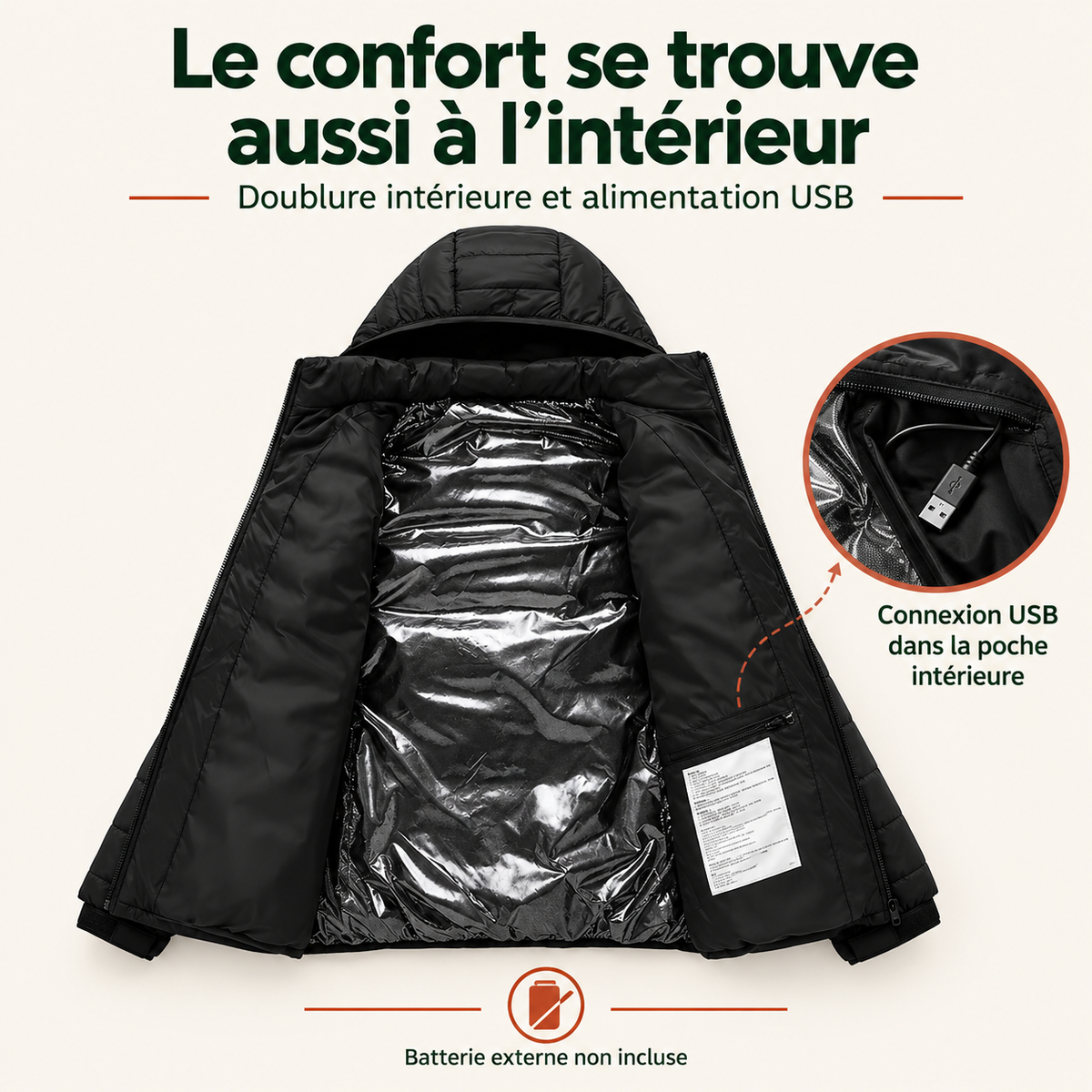 Veste Chauffante Homme et Femme USB – Doudoune d’Hiver à 9 ou 21 Zones | Aguavena