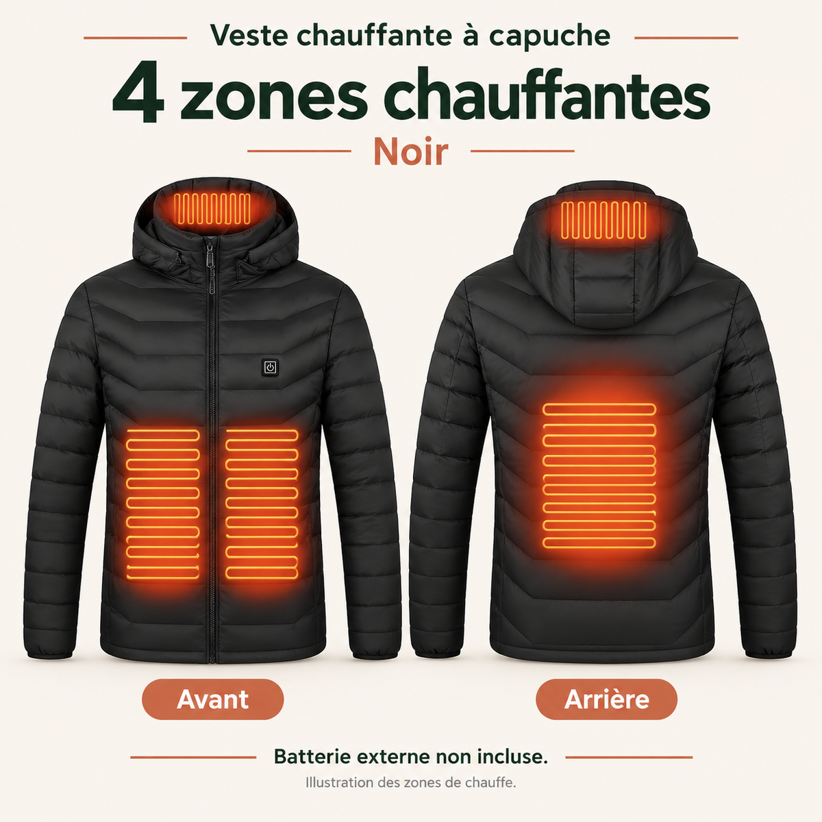 Veste Chauffante Électrique Unisexe USB – Chauffage Multizone Jusqu’à 26 Zones pour l’Hiver | Aguavena