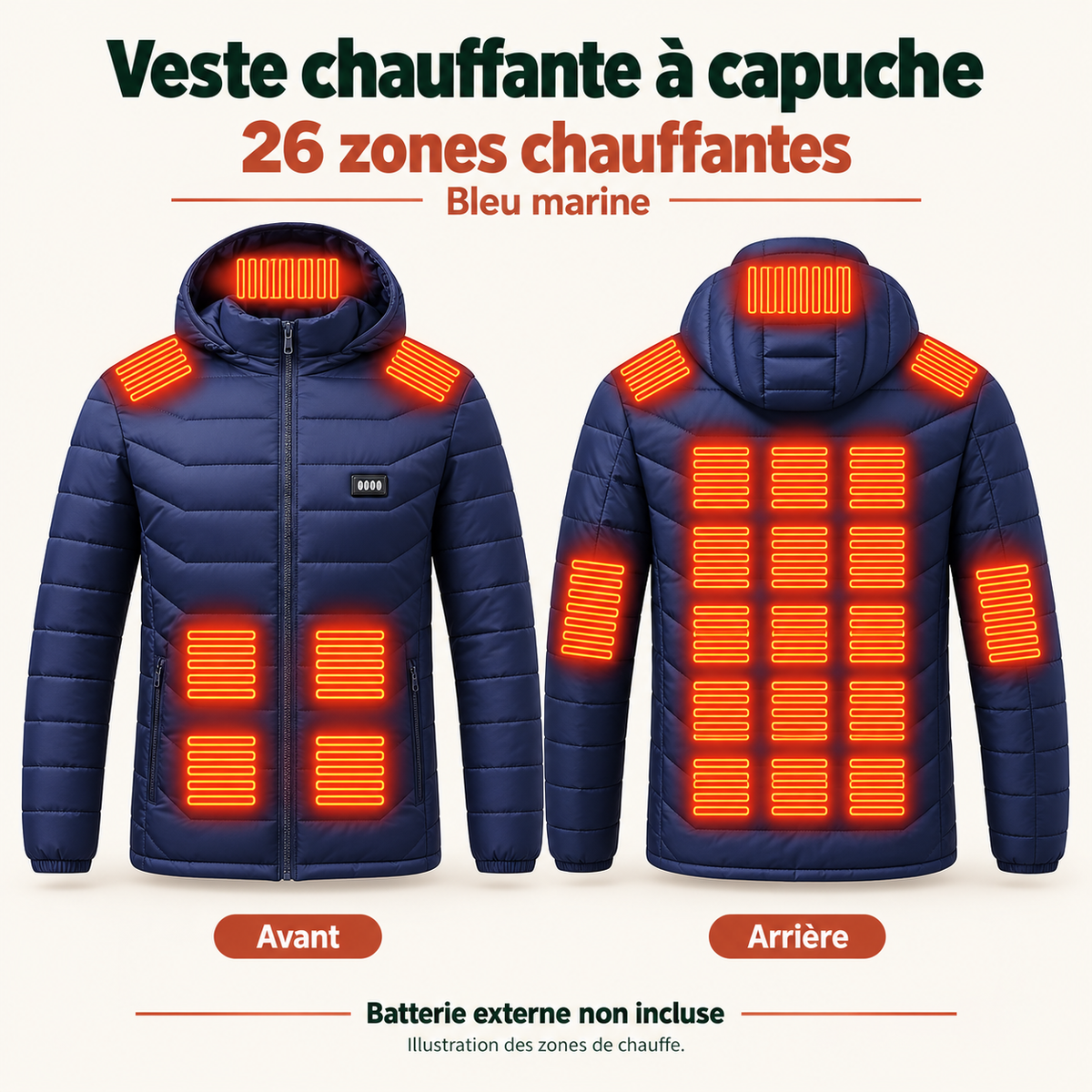 Veste Chauffante Électrique Unisexe USB – Chauffage Multizone Jusqu’à 26 Zones pour l’Hiver | Aguavena