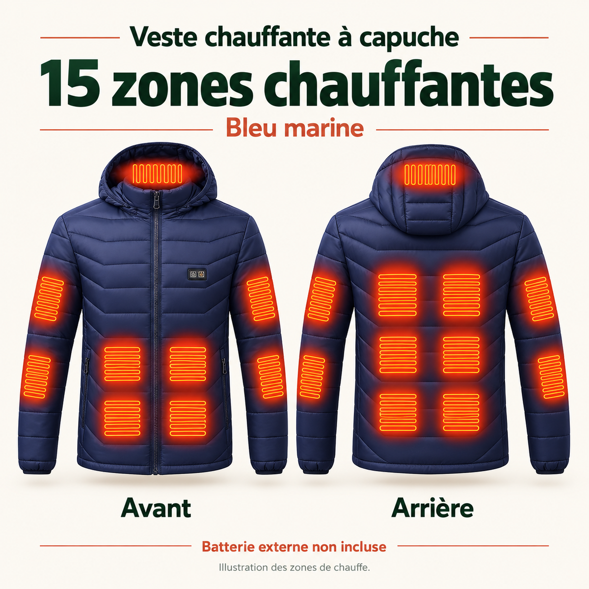 Veste Chauffante Électrique Unisexe USB – Chauffage Multizone Jusqu’à 26 Zones pour l’Hiver | Aguavena