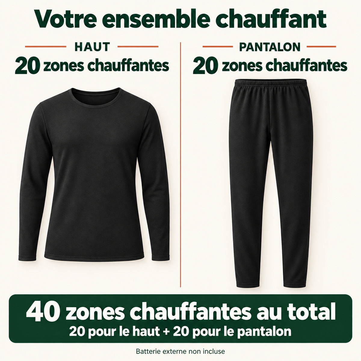 Sous-Vêtements Chauffants Homme et Femme USB – Haut et Pantalon Thermiques pour l’Hiver | Aguavena