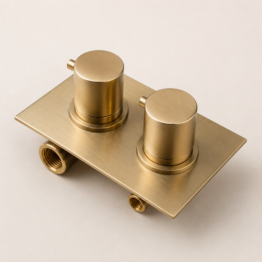 Colonne de Douche Thermostatique Encastrée Or Brossé – Système Douche Design avec Pommeau Pluie et Douchette