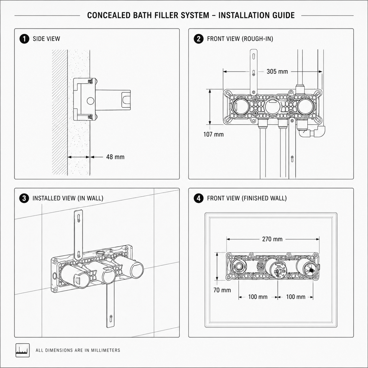 Mitigeur de Bain Thermostatique Or Brossé – Robinetterie Baignoire Luxe avec Contrôle de Température