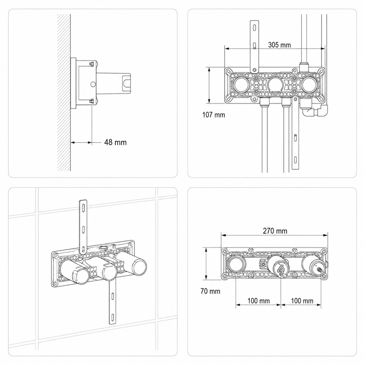 Colonne de Douche Thermostatique Encastrée Or Brossé – Design Premium pour Salle de Bain Moderne