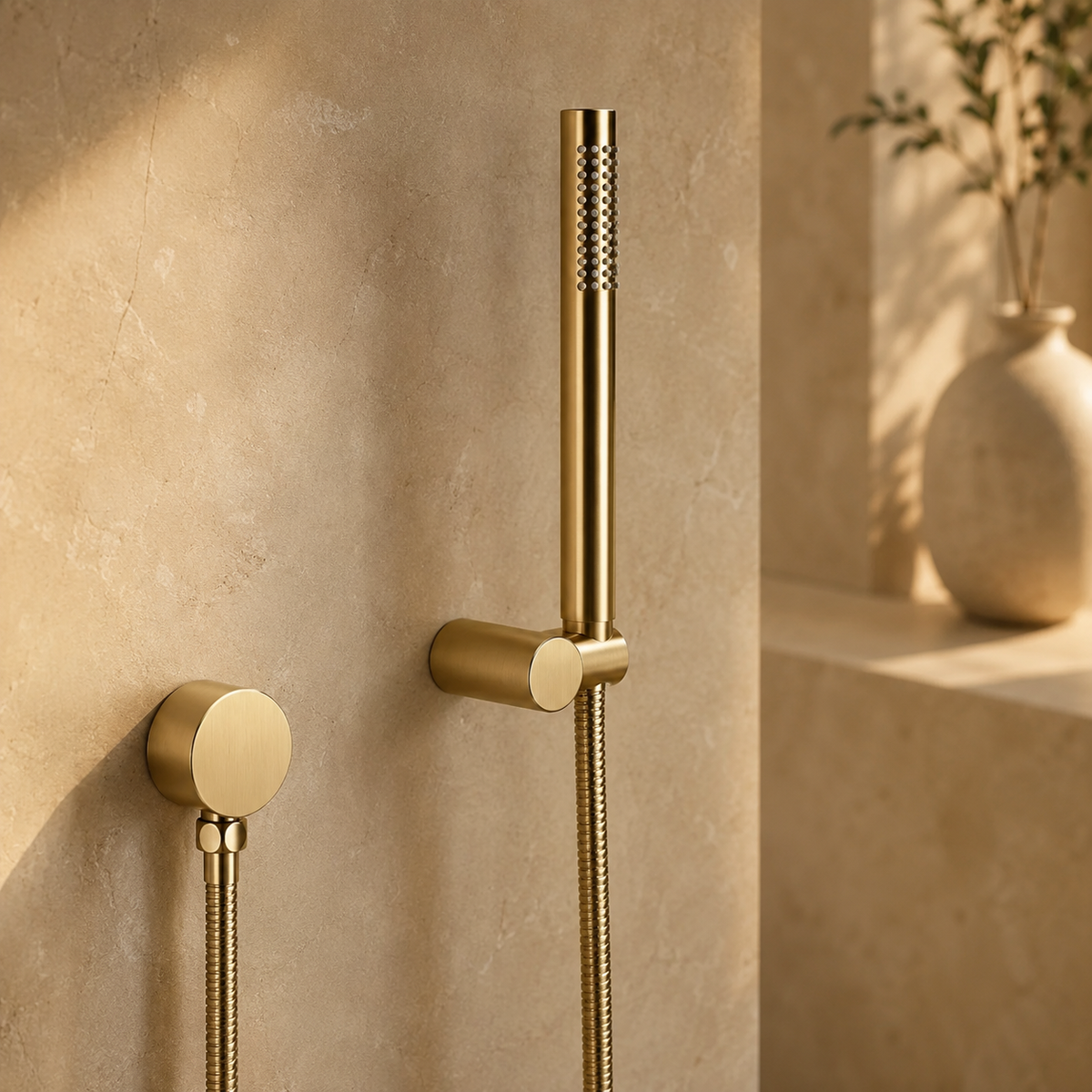 Colonne de Douche Encastrée Or Brossé – Design Mural Premium pour Salle de Bain Moderne