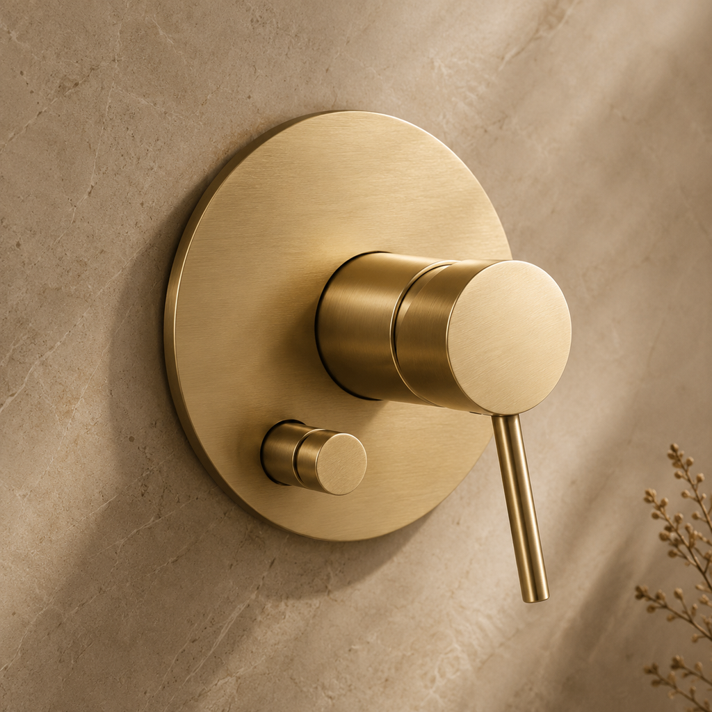 Colonne de Douche Encastrée Or Brossé – Design Mural Premium pour Salle de Bain Moderne