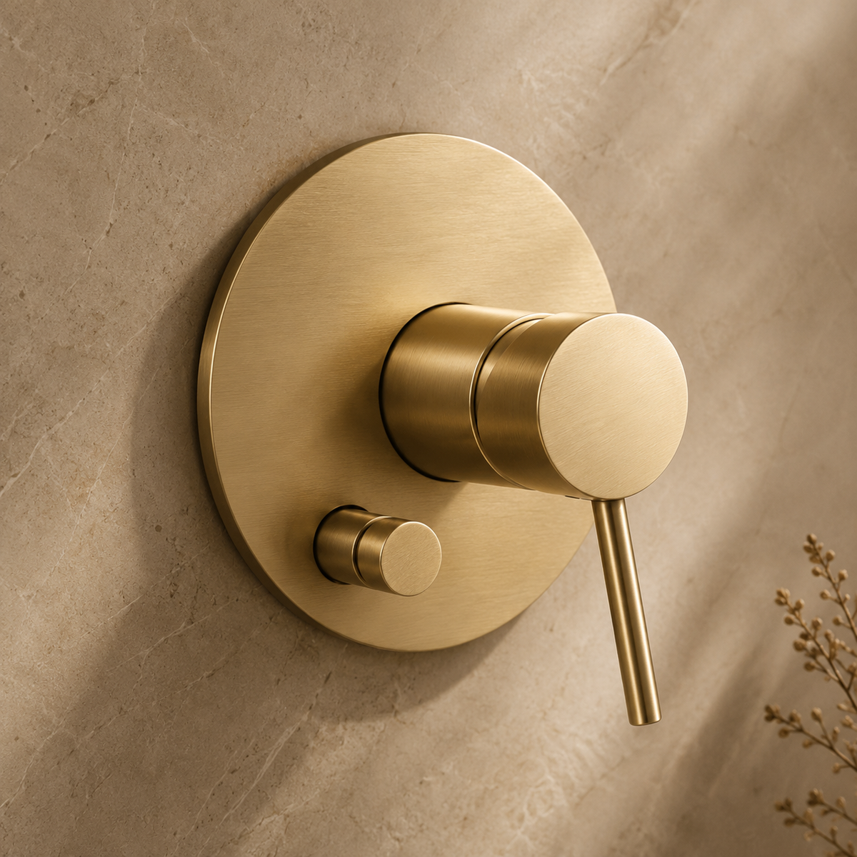 Colonne de Douche Encastrée Or Brossé – Design Mural Premium pour Salle de Bain Moderne