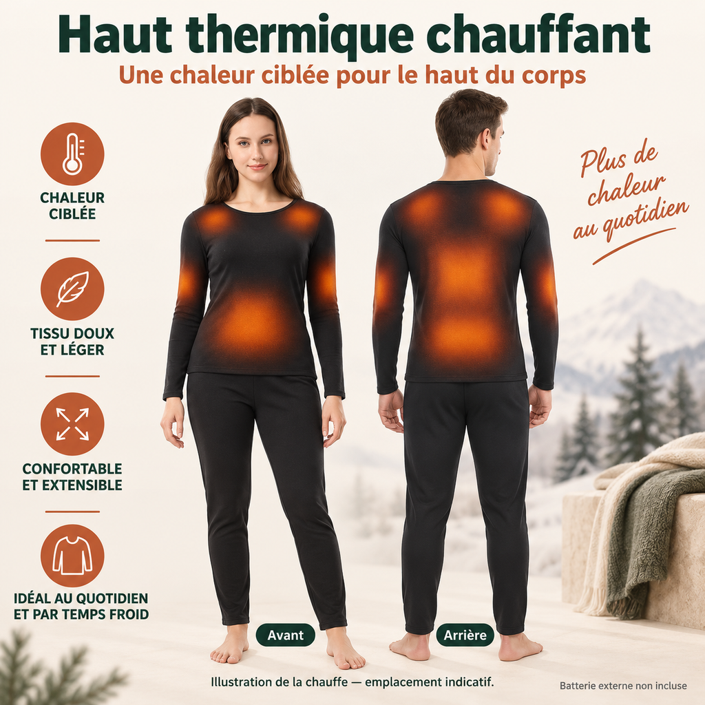 Sous-Vêtements Chauffants Homme et Femme USB – Haut et Pantalon Thermiques pour l’Hiver | Aguavena