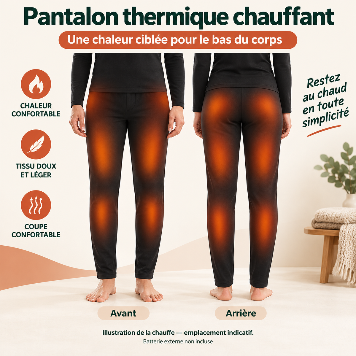 Sous-Vêtements Chauffants Homme et Femme USB – Haut et Pantalon Thermiques pour l’Hiver | Aguavena