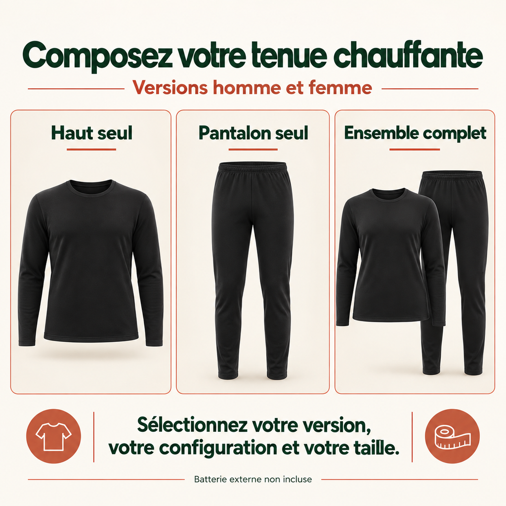Sous-Vêtements Chauffants Homme et Femme USB – Haut et Pantalon Thermiques pour l’Hiver | Aguavena