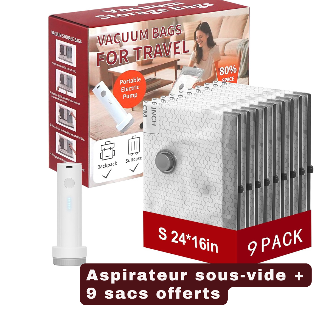 Sacs de rangement sous vide avec pompe — lot de 9 | Aguavena