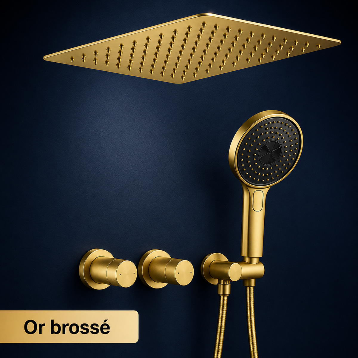 Ensemble douche encastrée murale carrée + douchette
