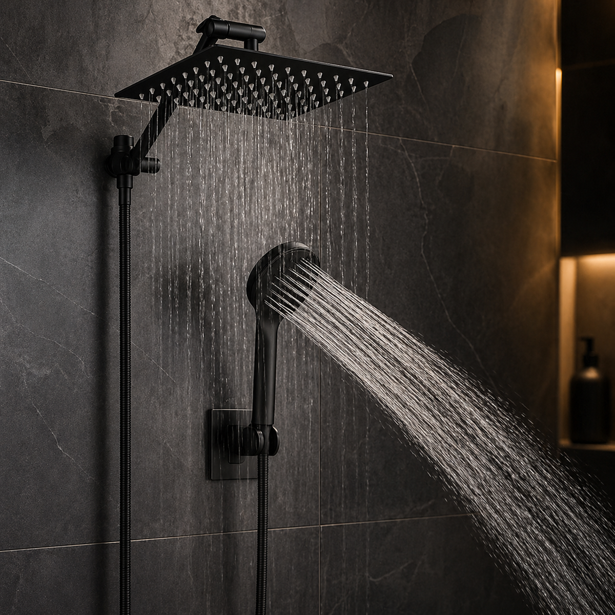 Ensemble douche pluie carrée + douchette à main
