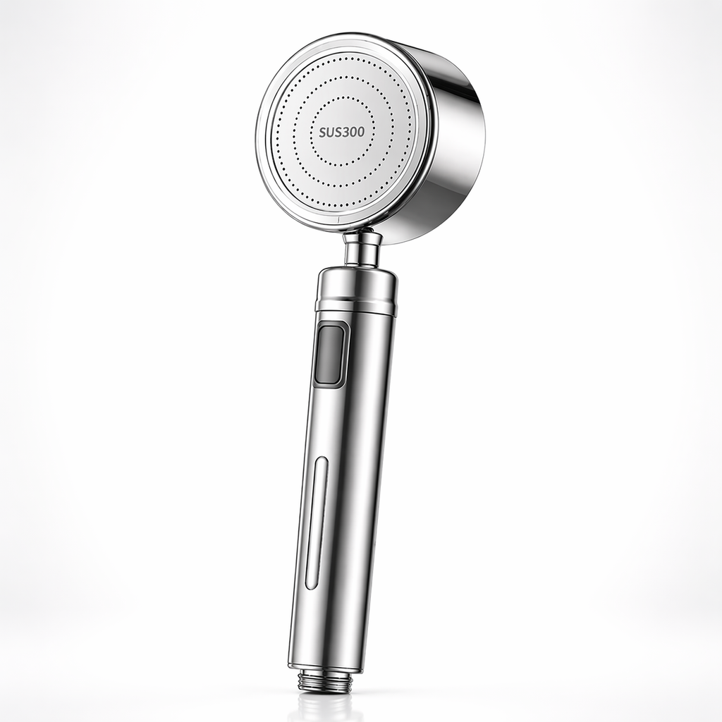 Pommeau de douche inox 304 – Filtre intégré & bouton stop