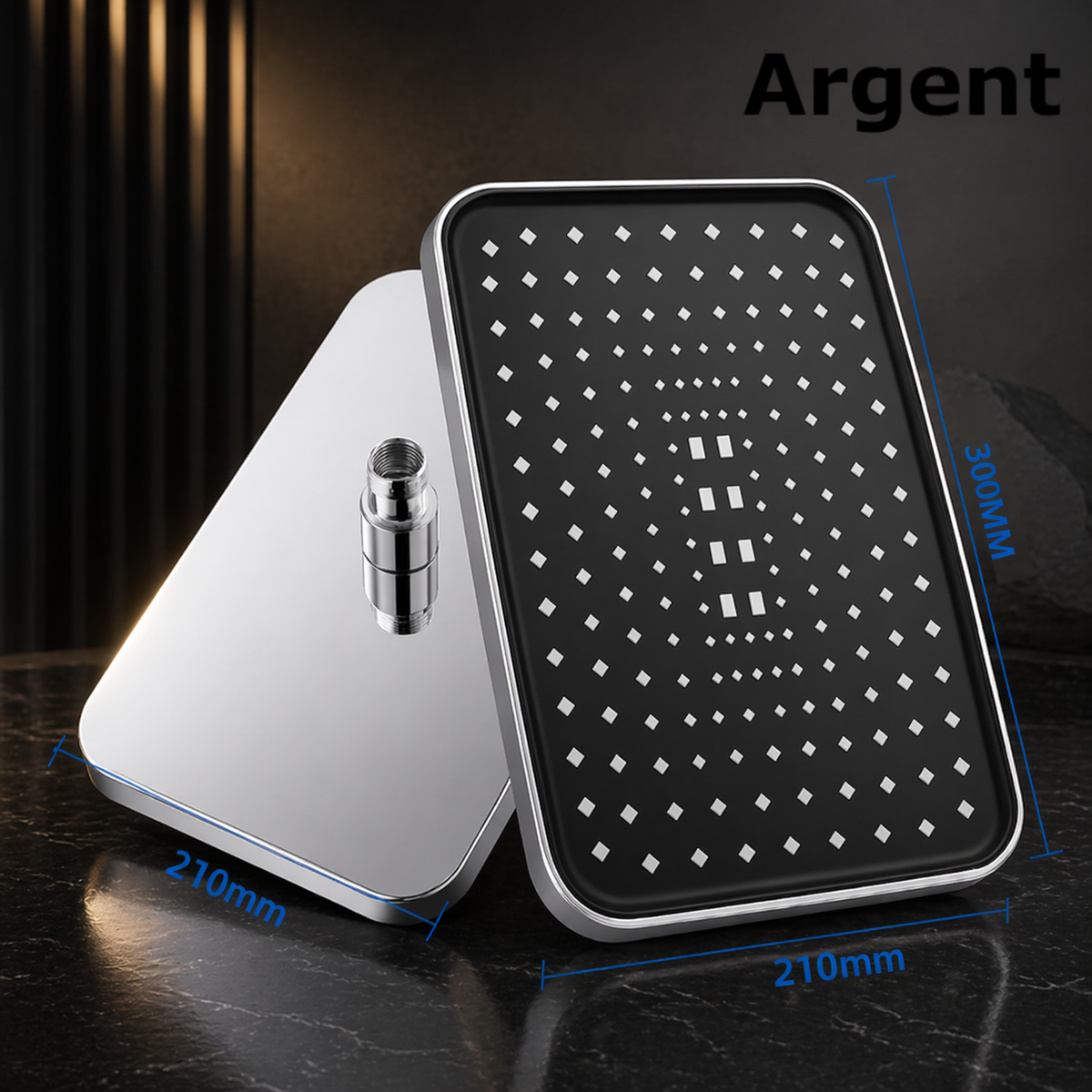 Tête de douche carrée Alba 30x21cm – Jets multiples 360°