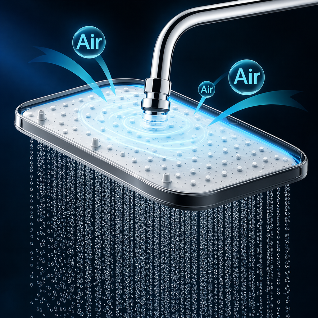 Tête de douche rectangulaire Air Boost 31x21cm – 360°