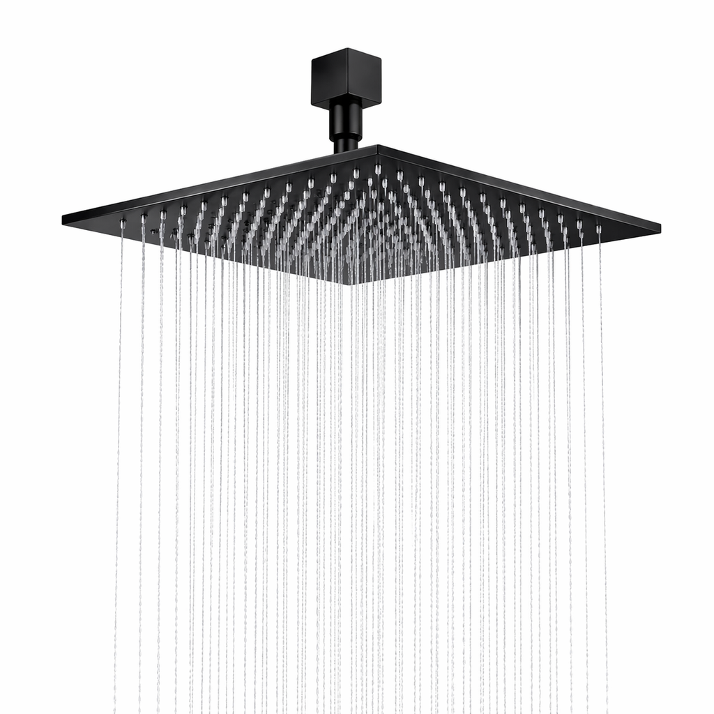 Tête de douche carrée Néro inox 20x20cm – Ultra-fine 2mm