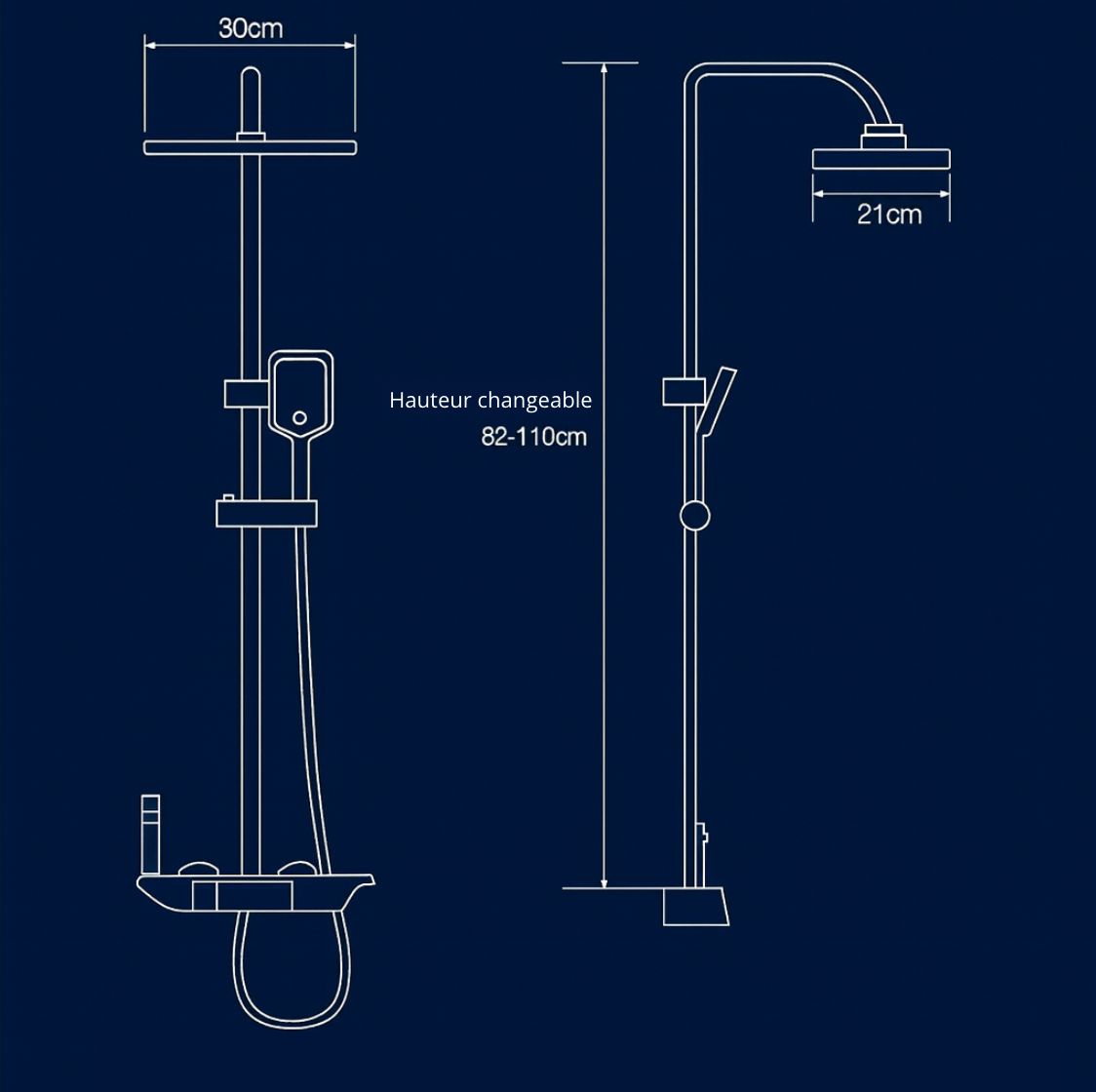 Colonne de douche thermostatique écran LED
