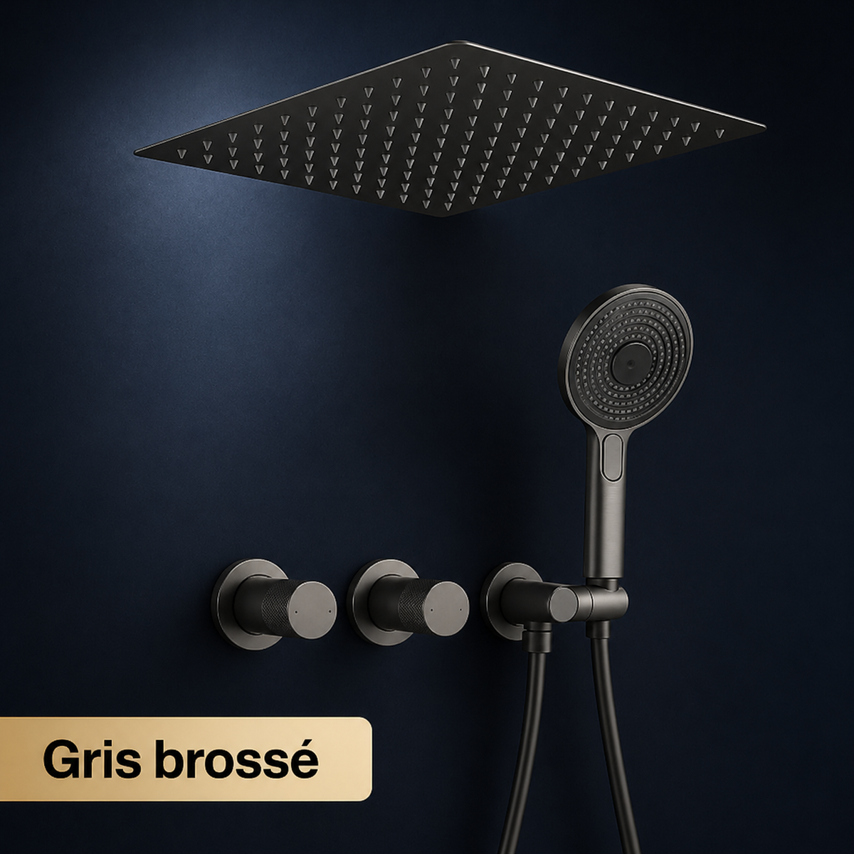 Ensemble douche encastrée murale carrée + douchette