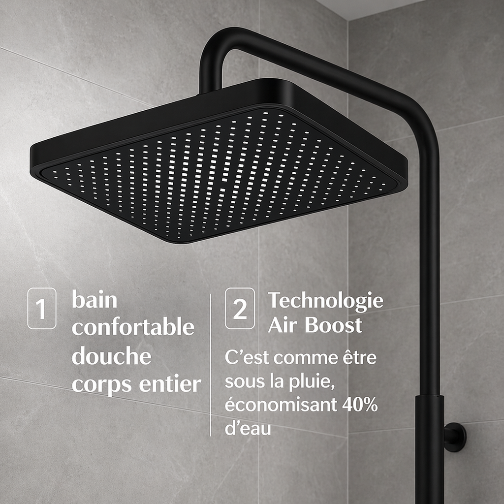 Tête de douche rectangulaire Air Boost 31x21cm – 360°