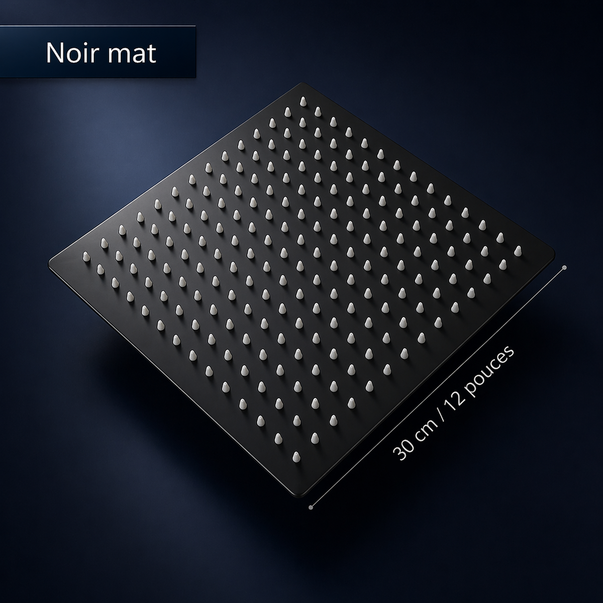Tête de douche carrée Néro inox 20x20cm – Ultra-fine 2mm